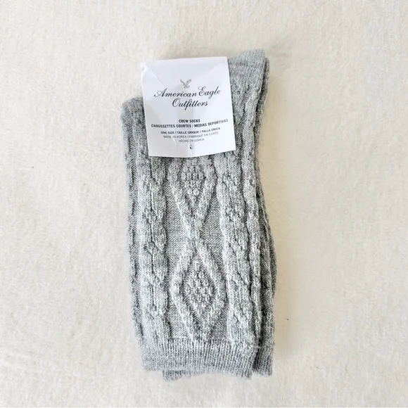 American Eagle Crew Cable Knit Socks – Grey with Silver Sparkle – NWT - Picture 1 of 2